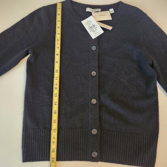 VINCE  Cashmere Crewneck Cardigan Sweater in Black, SMALL - Picture 6 of 9